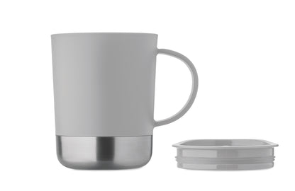 PP-Becher mit Boden aus (90 % recycelter Edelstahl und 10 % Edelstahl.