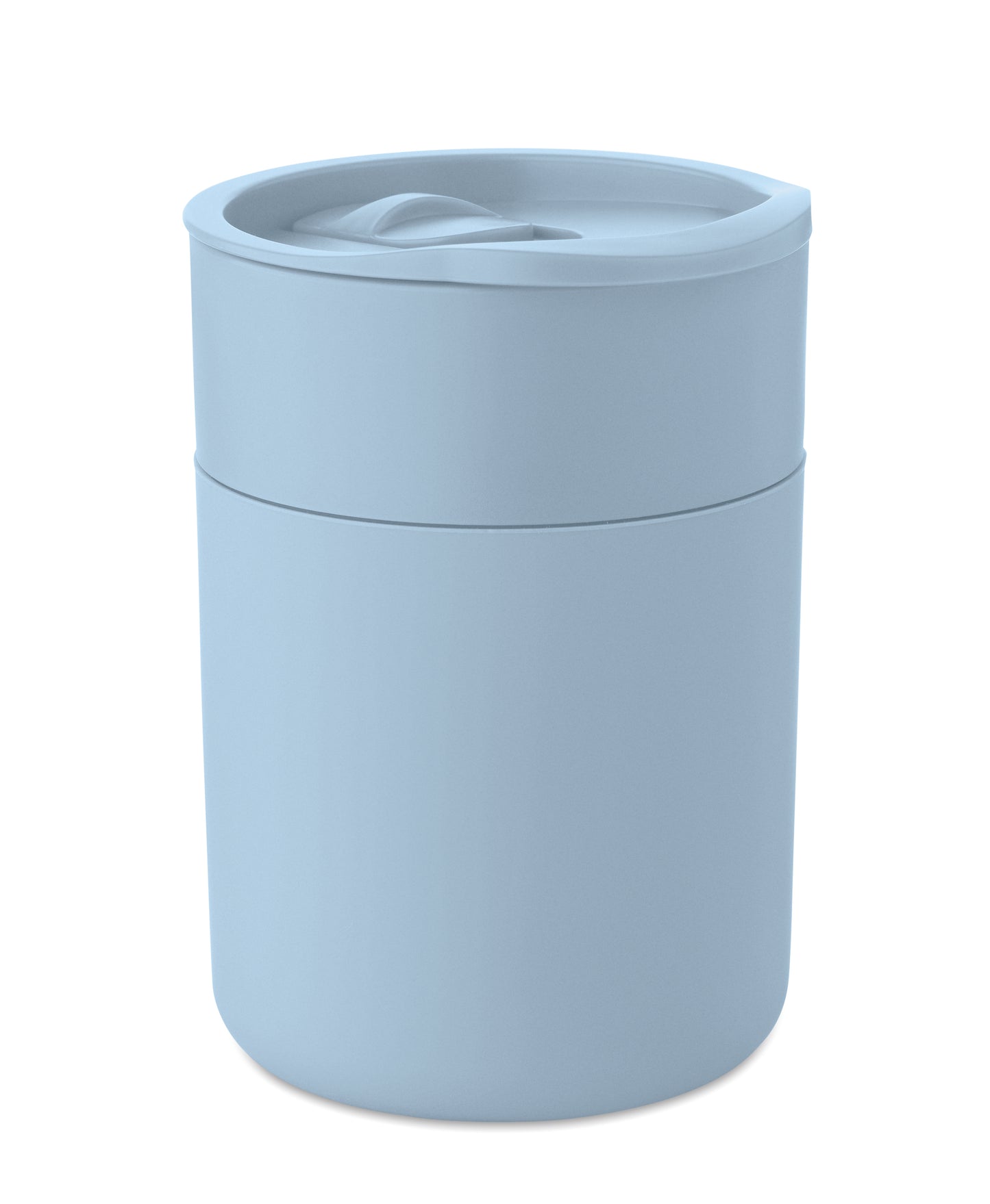 PP-Becher mit Silikonhülle und Schiebedeckel aus PP. Füllmenge: 330 ml. Da der