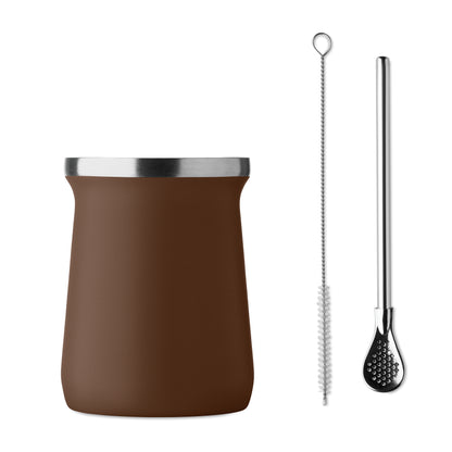 Doppelwandiger Yerba-Mate-Becher aus recyceltem Edelstahl (90% recycelter Edelstahl und 10% Edelstahl). Inkl.