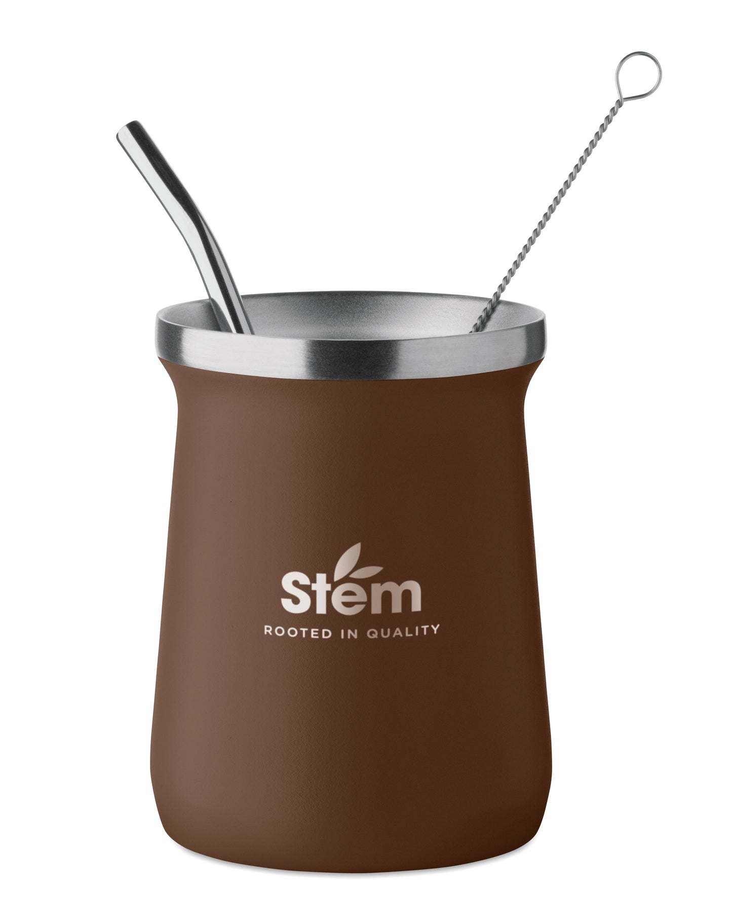Doppelwandiger Yerba-Mate-Becher aus recyceltem Edelstahl (90% recycelter Edelstahl und 10% Edelstahl). Inkl.