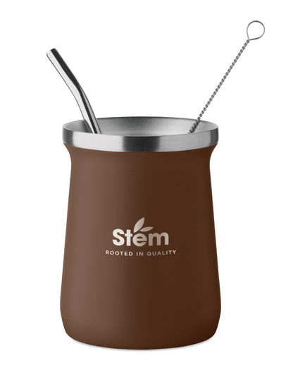 Doppelwandiger Yerba-Mate-Becher aus recyceltem Edelstahl (90% recycelter Edelstahl und 10% Edelstahl). Inkl.