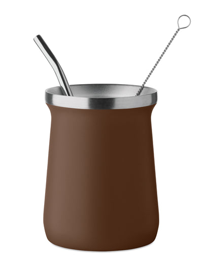 Doppelwandiger Yerba-Mate-Becher aus recyceltem Edelstahl (90% recycelter Edelstahl und 10% Edelstahl). Inkl.