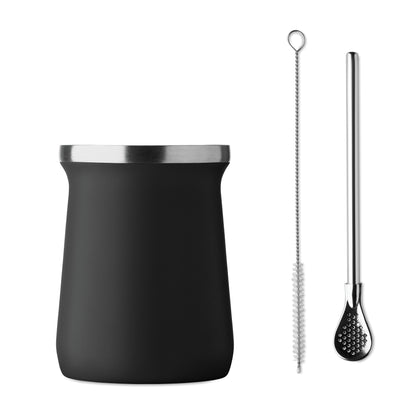 Doppelwandiger Yerba-Mate-Becher aus recyceltem Edelstahl (90% recycelter Edelstahl und 10% Edelstahl). Inkl.