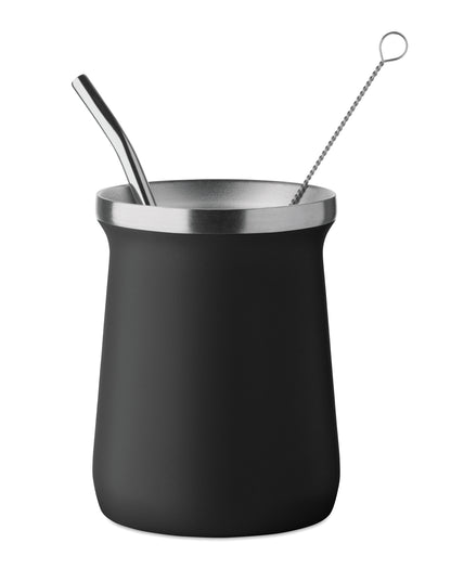 Doppelwandiger Yerba-Mate-Becher aus recyceltem Edelstahl (90% recycelter Edelstahl und 10% Edelstahl). Inkl.