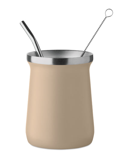 Doppelwandiger Yerba-Mate-Becher aus recyceltem Edelstahl (90% recycelter Edelstahl und 10% Edelstahl). Inkl.