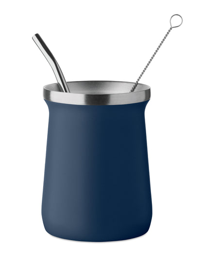 Doppelwandiger Yerba-Mate-Becher aus recyceltem Edelstahl (90% recycelter Edelstahl und 10% Edelstahl). Inkl.