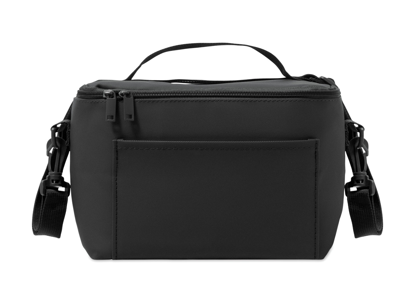 Kühltasche aus PU mit RPET Polyester-Futter 100g/m². Eine Fronttasche Griff und Schultergurt.