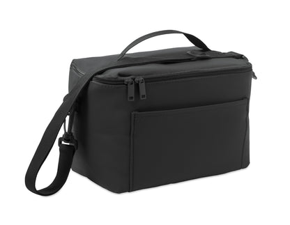Kühltasche aus PU mit RPET Polyester-Futter 100g/m². Eine Fronttasche Griff und Schultergurt.