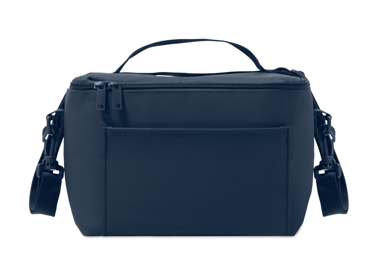Kühltasche aus PU mit RPET Polyester-Futter 100g/m². Eine Fronttasche Griff und Schultergurt.