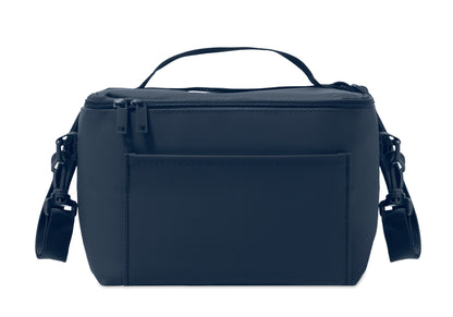 Kühltasche aus PU mit RPET Polyester-Futter 100g/m². Eine Fronttasche Griff und Schultergurt.