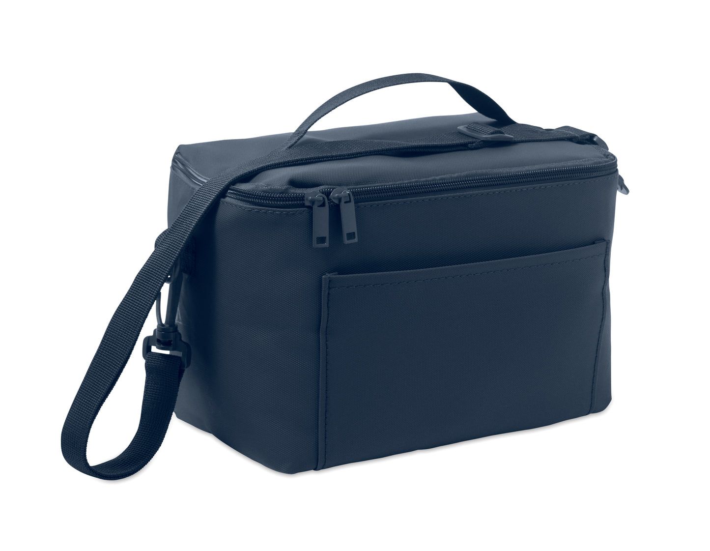 Kühltasche aus PU mit RPET Polyester-Futter 100g/m². Eine Fronttasche Griff und Schultergurt.
