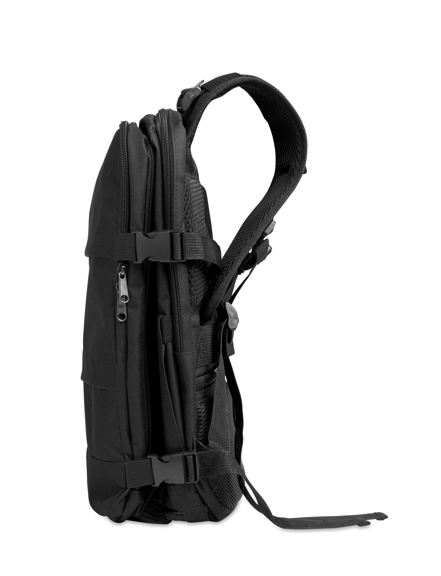 Erweiterbarer Rucksack in Kabinengröße aus 600D RPET-Polyester mit PU-Beschichtung. 180°-Öffnung. Gepolstertes 15''-Laptopfach