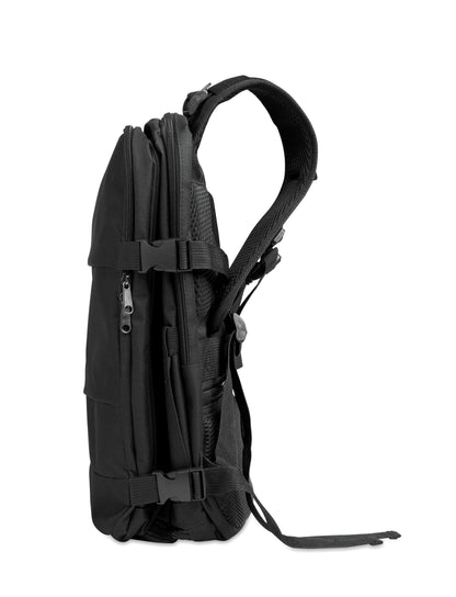 Erweiterbarer Rucksack in Kabinengröße aus 600D RPET-Polyester mit PU-Beschichtung. 180°-Öffnung. Gepolstertes 15''-Laptopfach