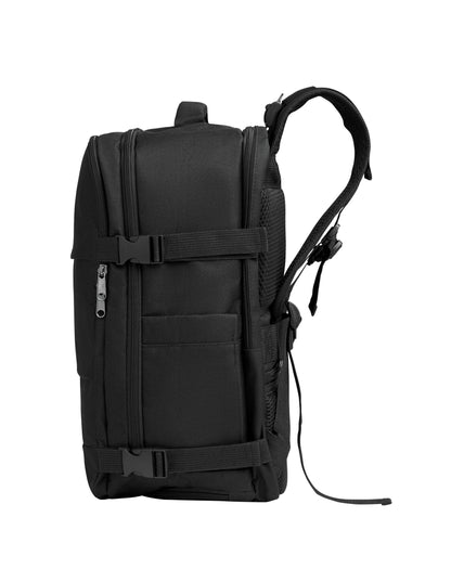 Erweiterbarer Rucksack in Kabinengröße aus 600D RPET-Polyester mit PU-Beschichtung. 180°-Öffnung. Gepolstertes 15''-Laptopfach