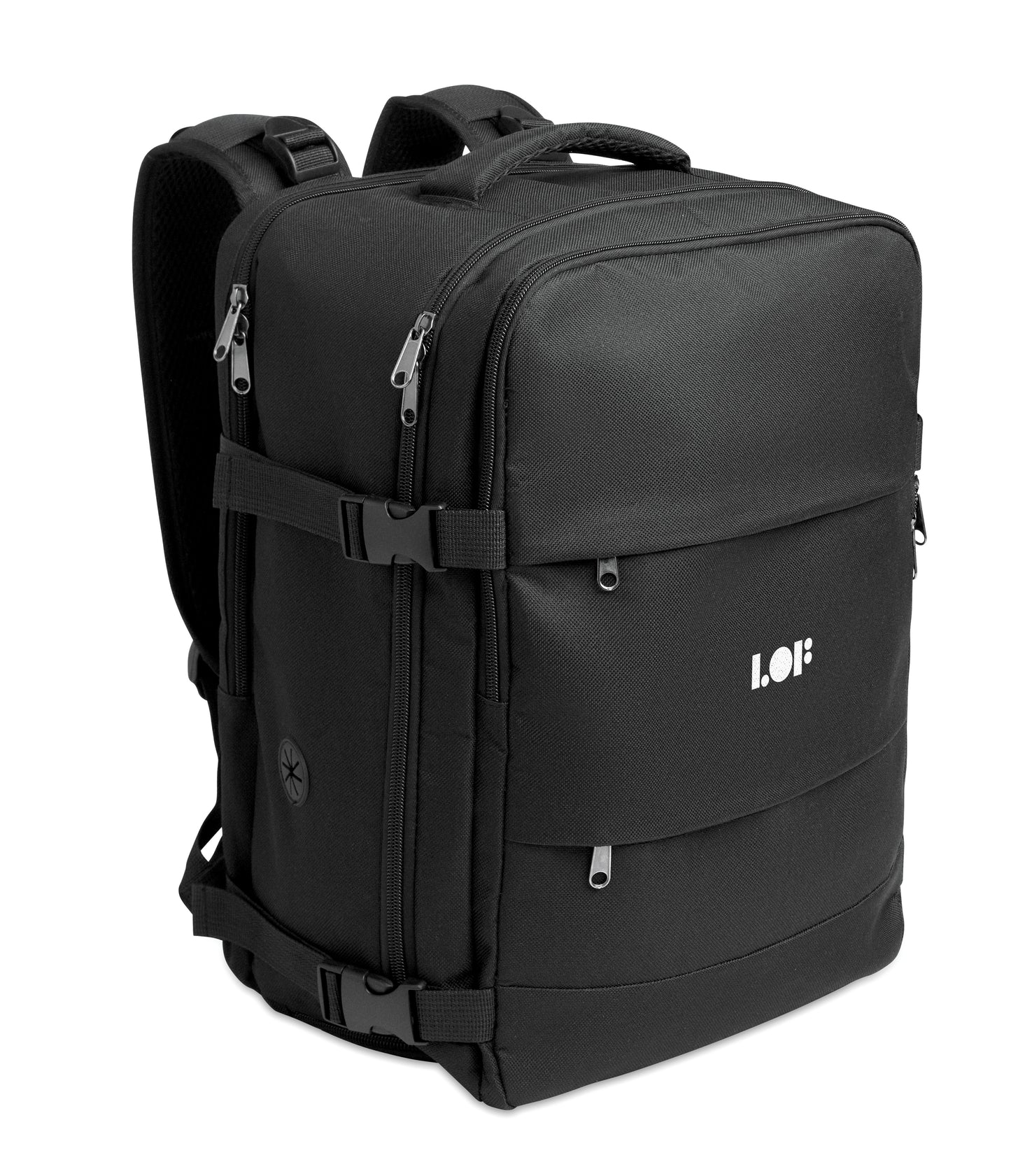 Erweiterbarer Rucksack in Kabinengröße aus 600D RPET-Polyester mit PU-Beschichtung. 180°-Öffnung. Gepolstertes 15''-Laptopfach