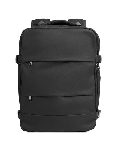 Erweiterbarer Rucksack in Kabinengröße aus 600D RPET-Polyester mit PU-Beschichtung. 180°-Öffnung. Gepolstertes 15''-Laptopfach