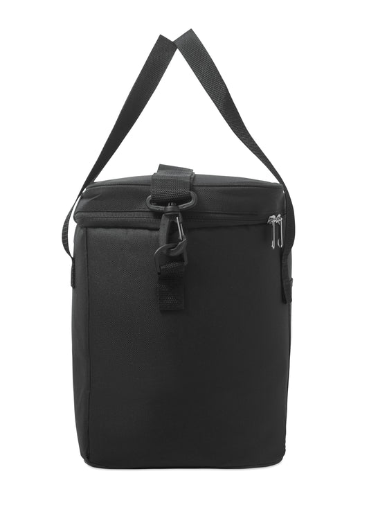Kühltasche aus 600D RPET Polyester mit PU-Beschichtung. Mit 1 Fronttasche und 1