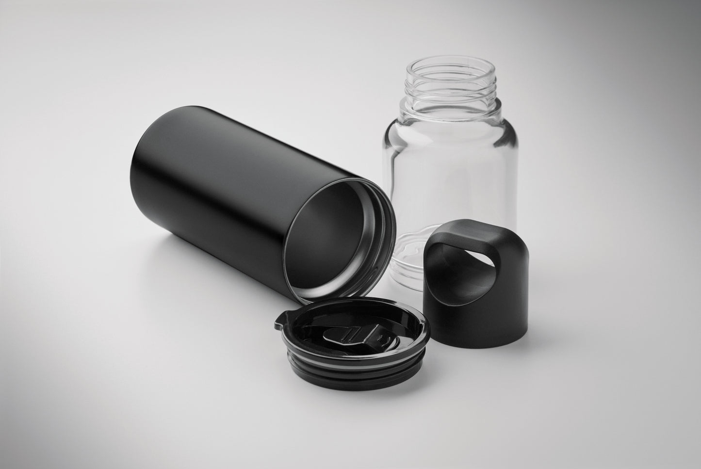 2in1 Flasche aus Tritan mit doppelwandigem Trinkbecher aus recyceltem Edelstahl (90 %