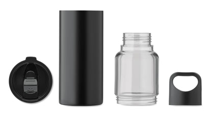 2in1 Flasche aus Tritan mit doppelwandigem Trinkbecher aus recyceltem Edelstahl (90 %