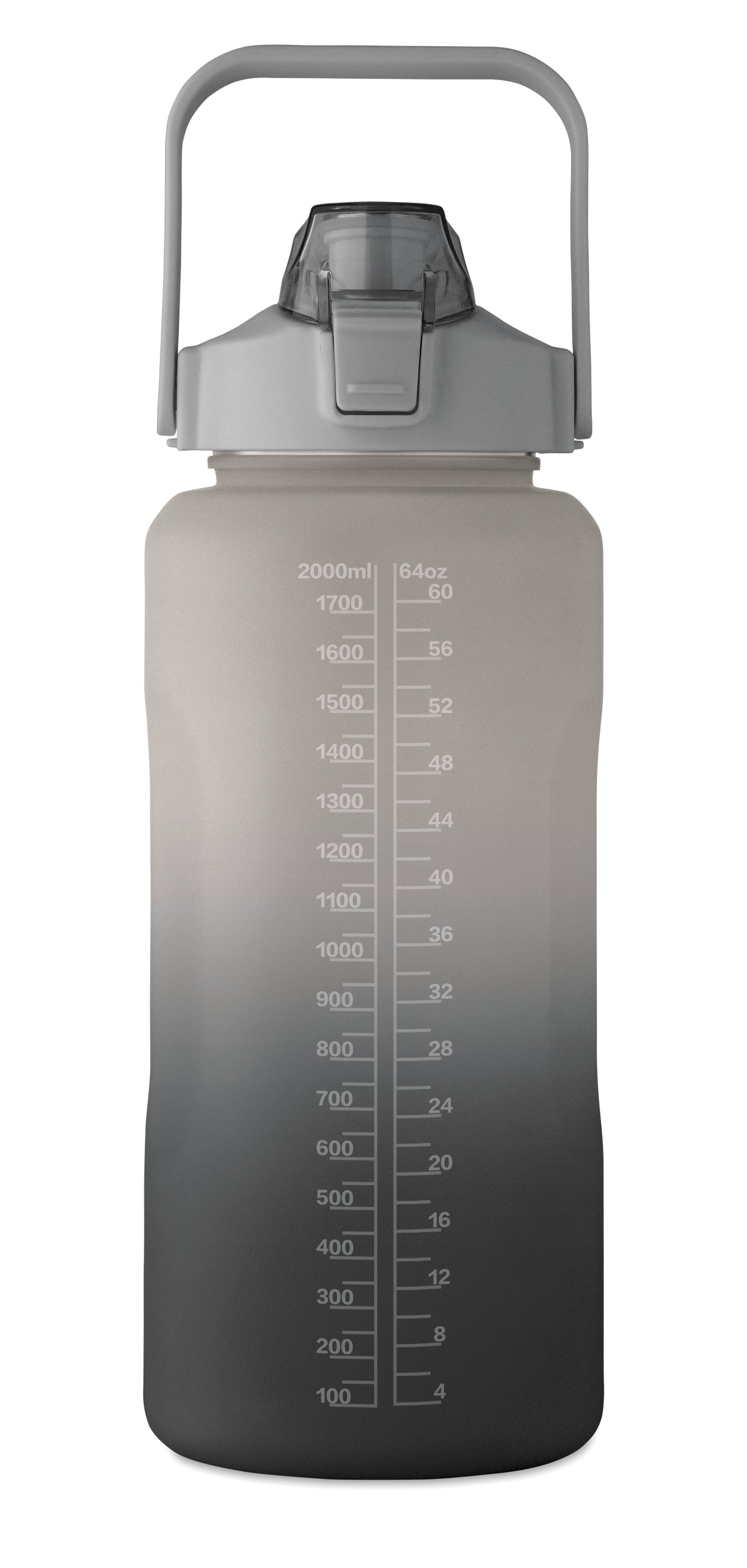Trinkflasche aus RPET. Motivierende Zeitmarkierung einhändig zu öffnender Flip-Top-Deckel Trinkhalm Sicherheitsverschluss und