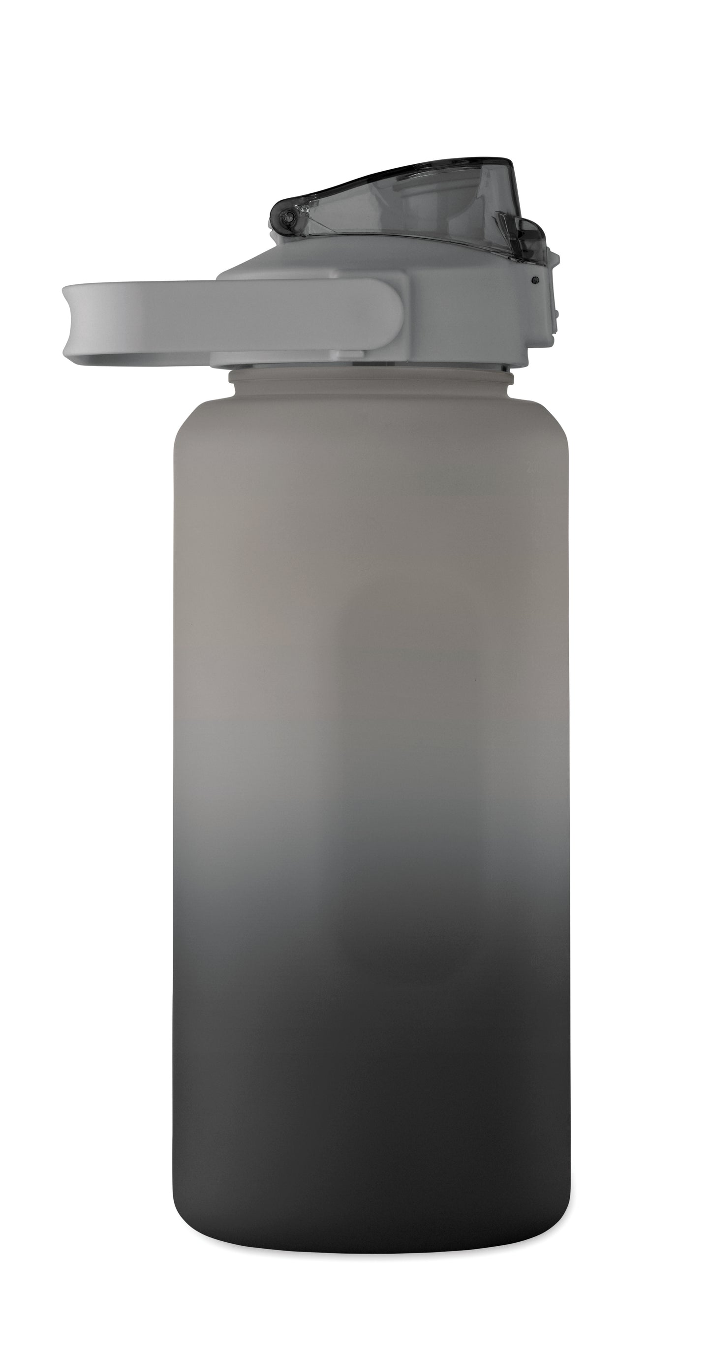 Trinkflasche aus RPET. Motivierende Zeitmarkierung einhändig zu öffnender Flip-Top-Deckel Trinkhalm Sicherheitsverschluss und