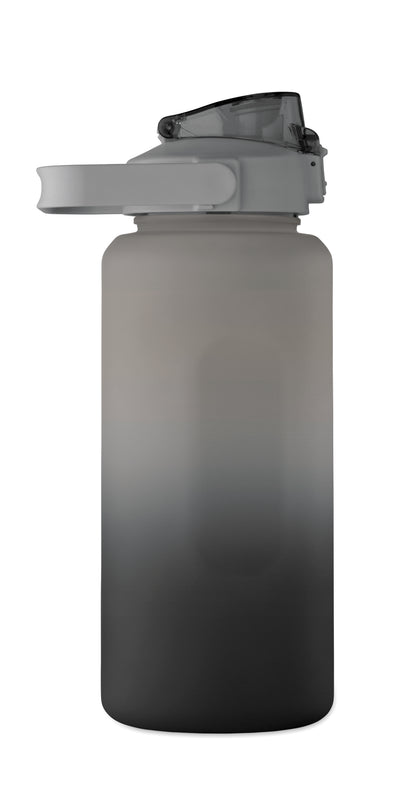 Trinkflasche aus RPET. Motivierende Zeitmarkierung einhändig zu öffnender Flip-Top-Deckel Trinkhalm Sicherheitsverschluss und