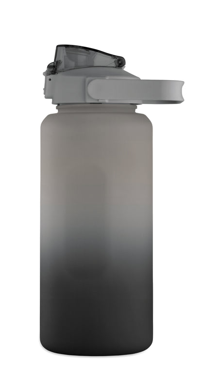 Trinkflasche aus RPET. Motivierende Zeitmarkierung einhändig zu öffnender Flip-Top-Deckel Trinkhalm Sicherheitsverschluss und