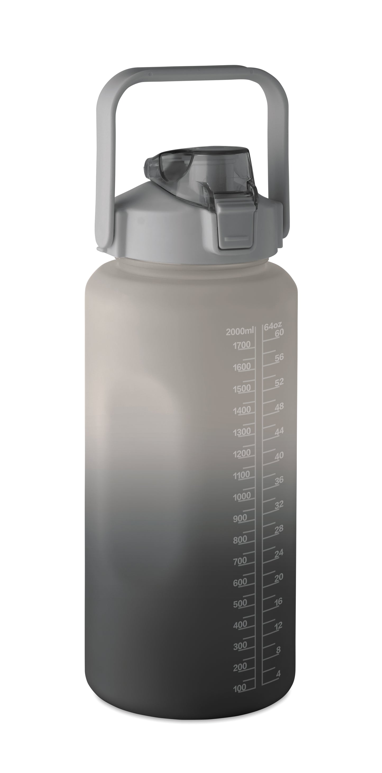 Trinkflasche aus RPET. Motivierende Zeitmarkierung einhändig zu öffnender Flip-Top-Deckel Trinkhalm Sicherheitsverschluss und