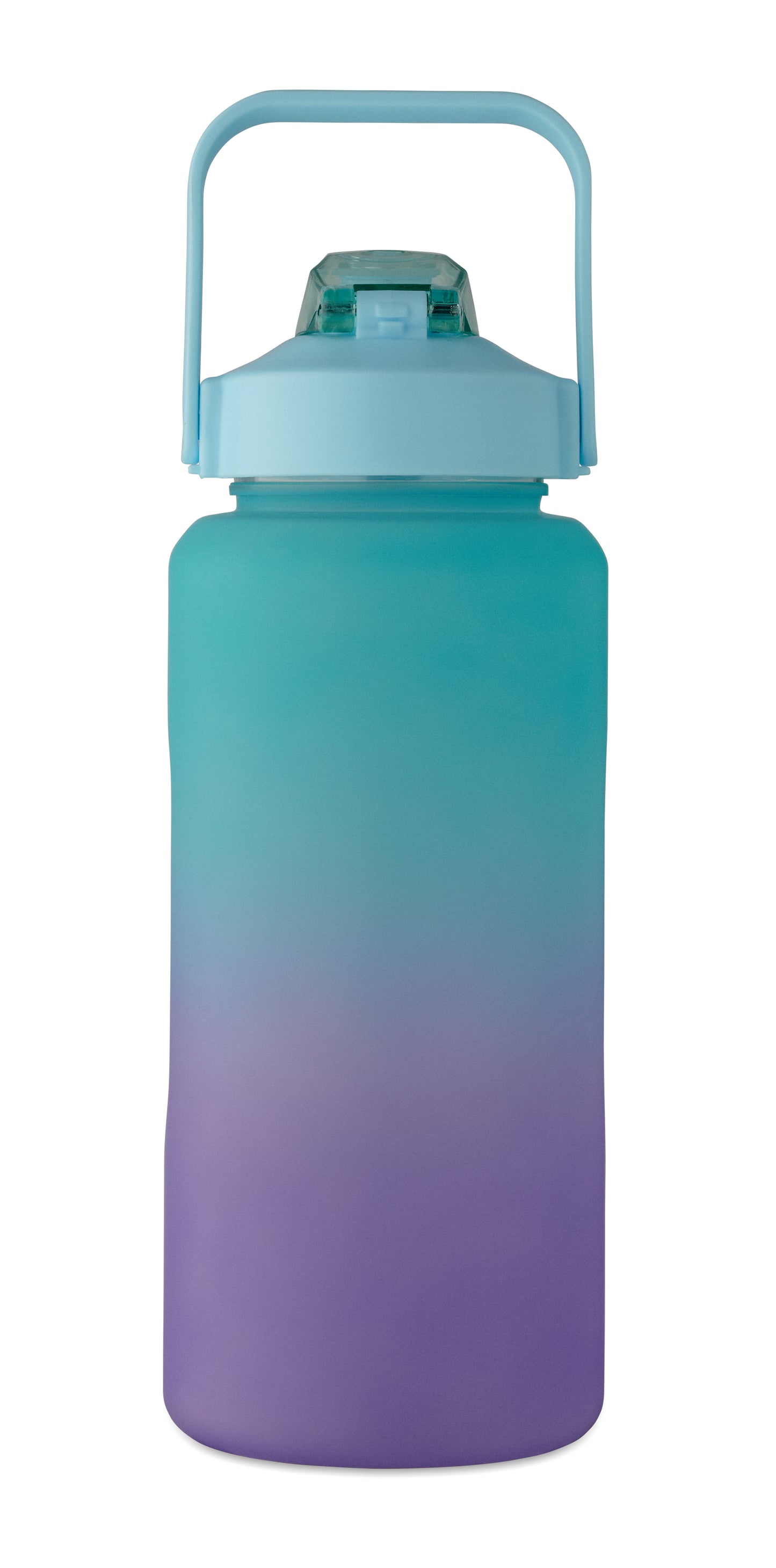 Trinkflasche aus RPET. Motivierende Zeitmarkierung einhändig zu öffnender Flip-Top-Deckel Trinkhalm Sicherheitsverschluss und
