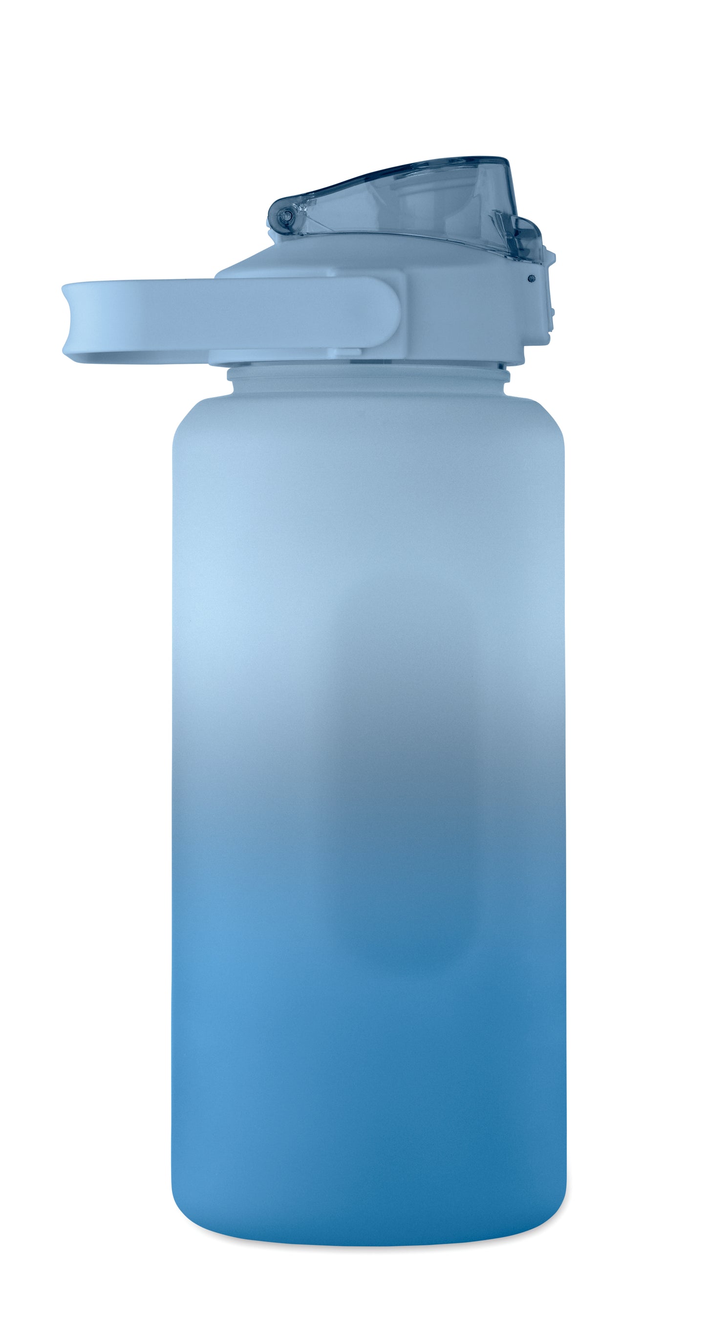 Trinkflasche aus RPET. Motivierende Zeitmarkierung einhändig zu öffnender Flip-Top-Deckel Trinkhalm Sicherheitsverschluss und