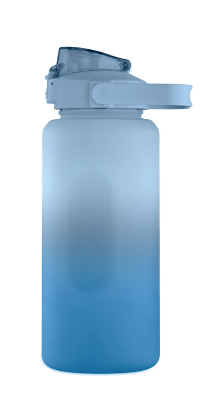 Trinkflasche aus RPET. Motivierende Zeitmarkierung einhändig zu öffnender Flip-Top-Deckel Trinkhalm Sicherheitsverschluss und