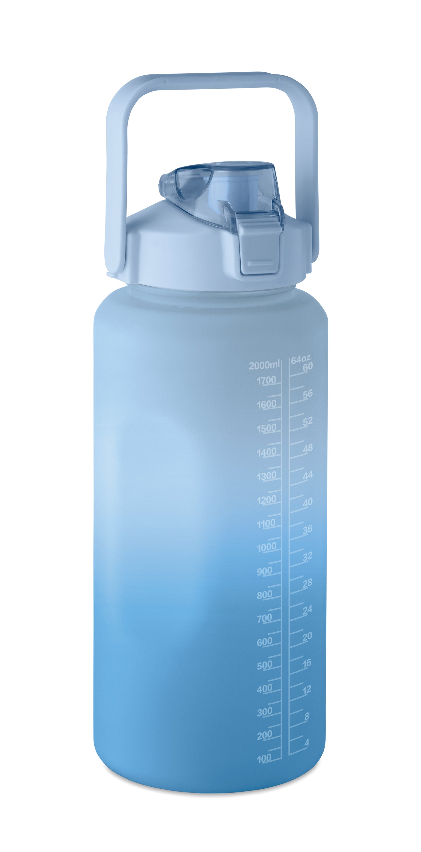 Trinkflasche aus RPET. Motivierende Zeitmarkierung einhändig zu öffnender Flip-Top-Deckel Trinkhalm Sicherheitsverschluss und