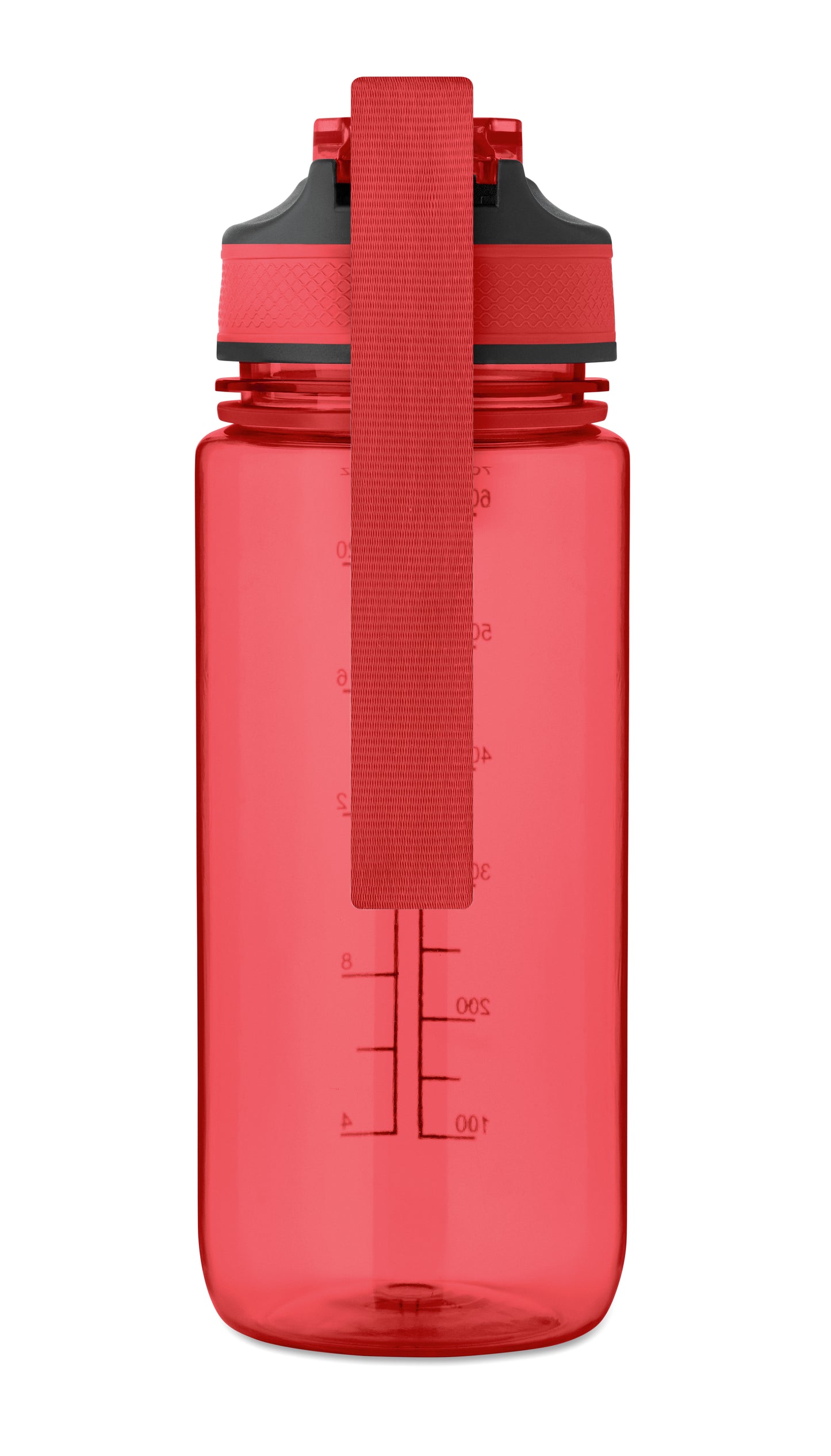 Trinkflasche aus RPET. Integrierter Trinkhalm weiches Silikonmundstück motivierende Zeitmarkierung einhändig zu öffnender