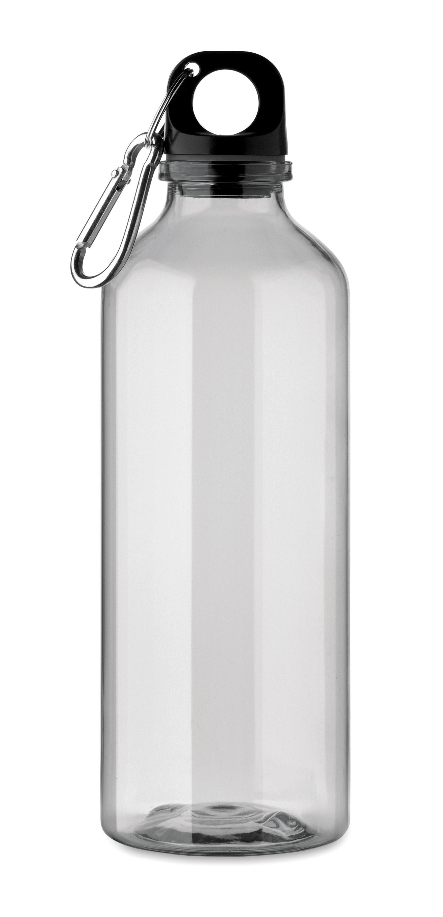 Trinkflasche aus RPET mit Karabiner. Füllmenge: 500 ml. Der Karabiner ist NICHT