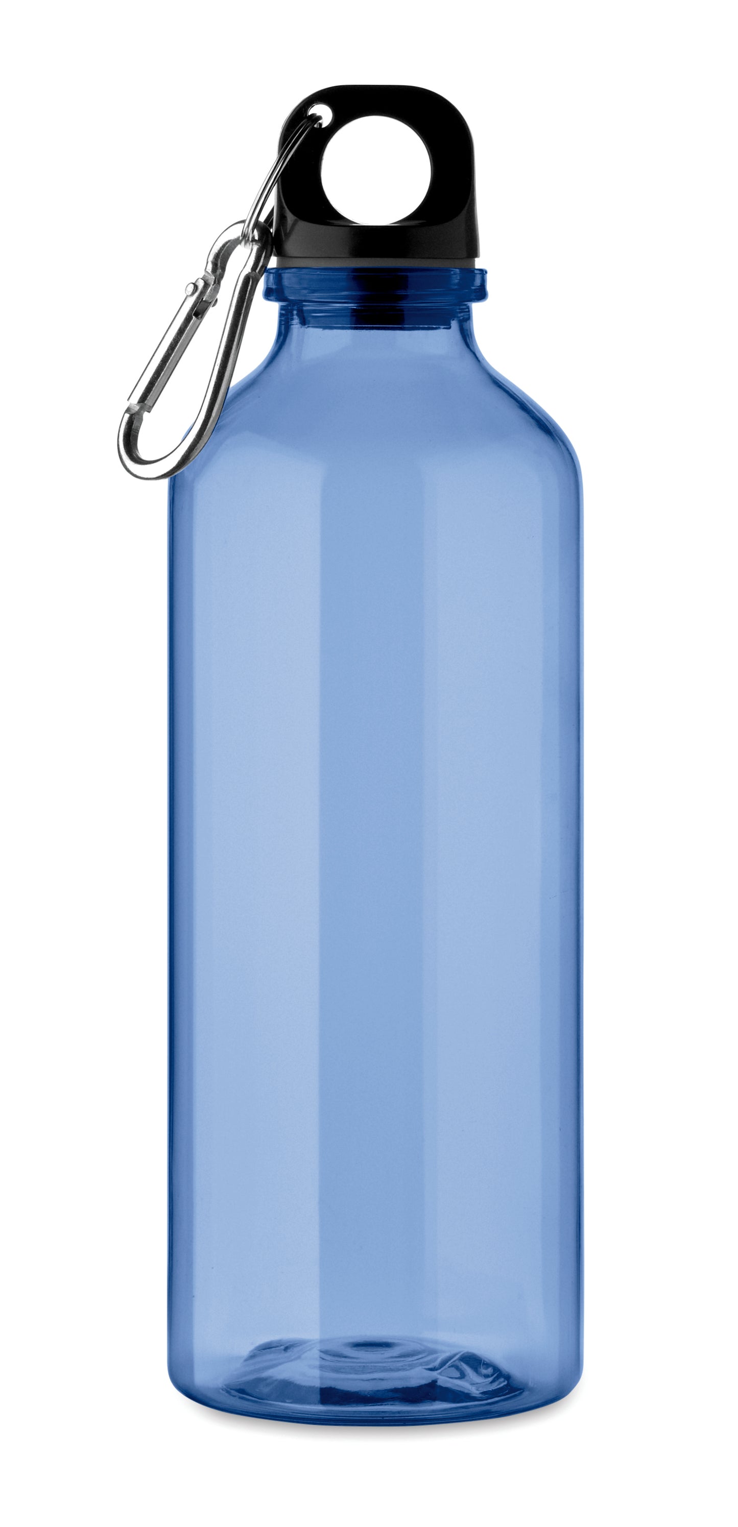 Trinkflasche aus RPET mit Karabiner. Füllmenge: 500 ml. Der Karabiner ist NICHT