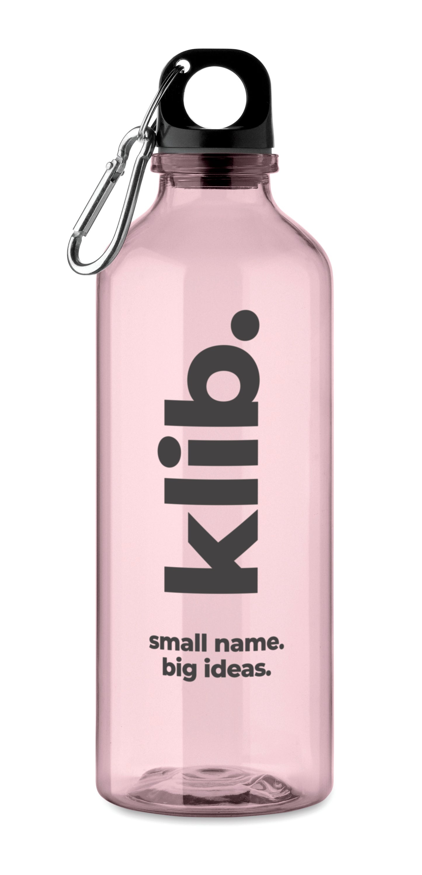 Trinkflasche aus RPET mit Karabiner. Füllmenge: 500 ml. Der Karabiner ist NICHT