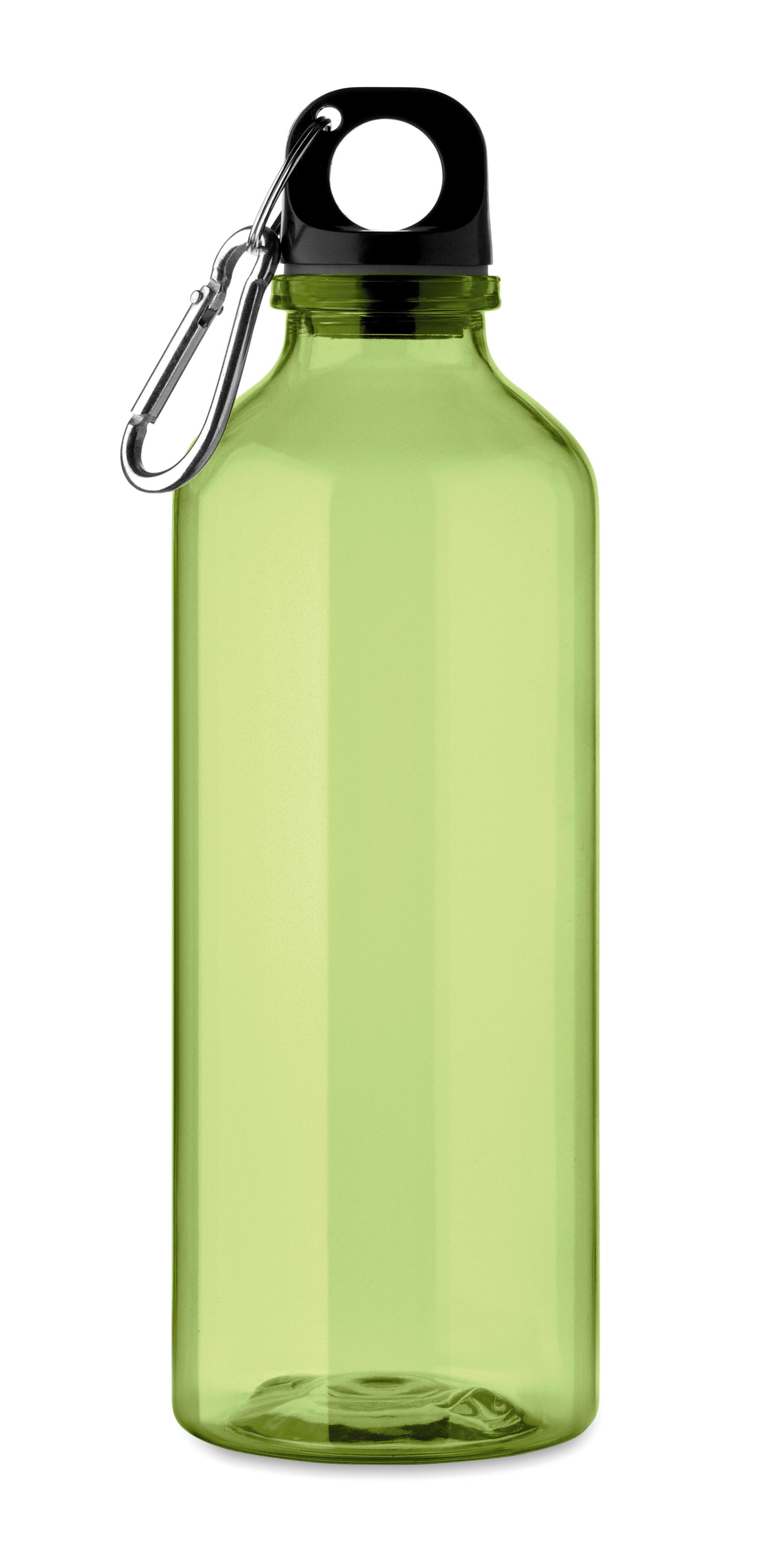 Trinkflasche aus RPET mit Karabiner. Füllmenge: 500 ml. Der Karabiner ist NICHT
