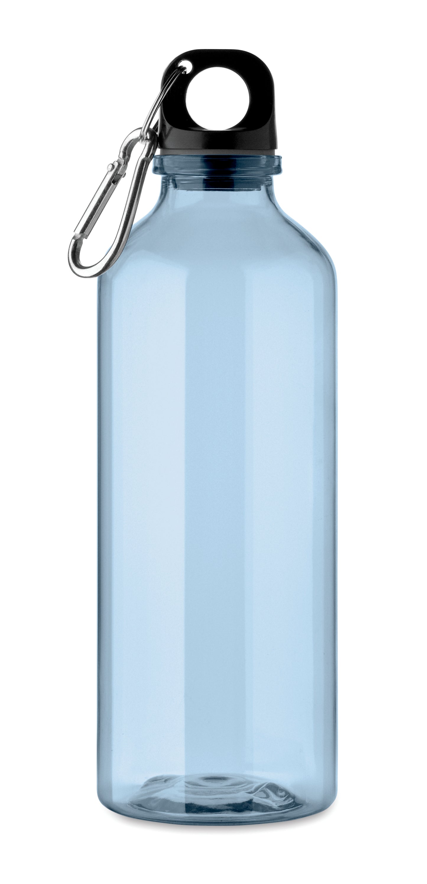 Trinkflasche aus RPET mit Karabiner. Füllmenge: 500 ml. Der Karabiner ist NICHT