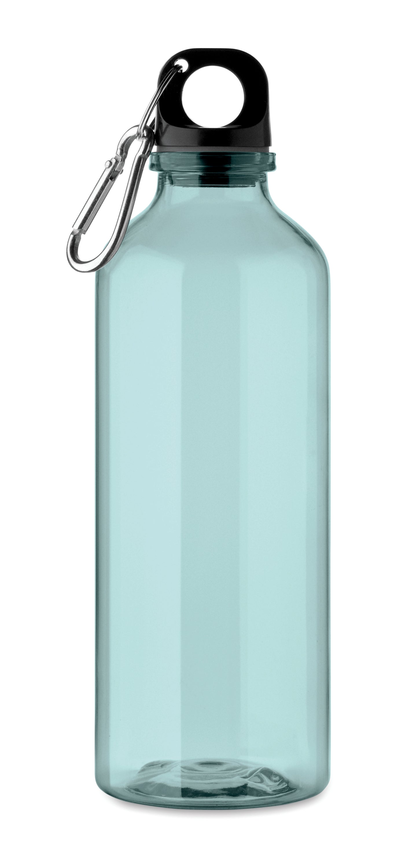 Trinkflasche aus RPET mit Karabiner. Füllmenge: 500 ml. Der Karabiner ist NICHT
