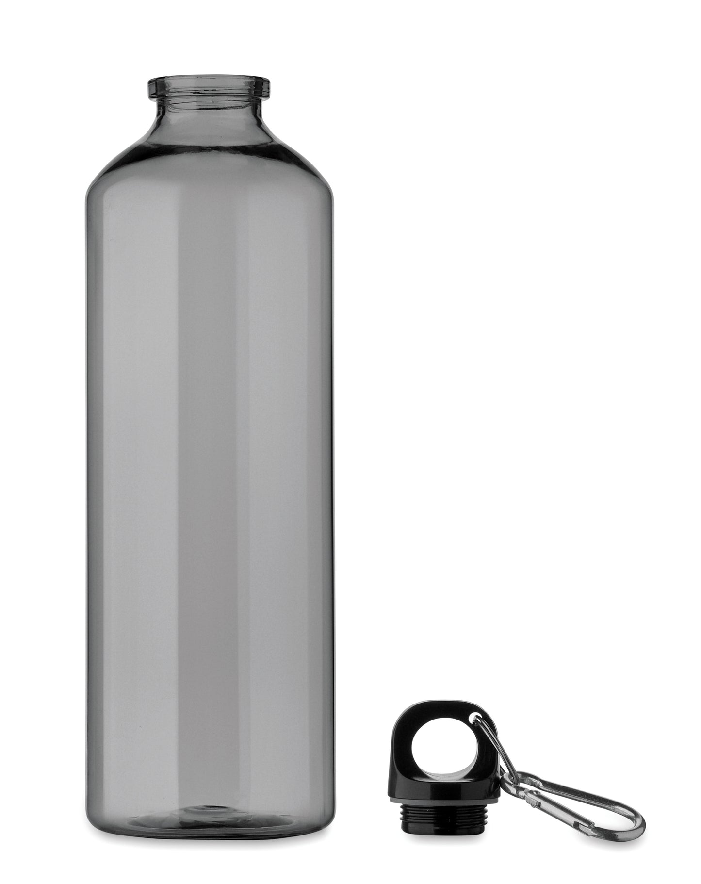 Trinkflasche aus RPET mit Karabiner. Füllmenge: 750 ml. Der Karabiner ist NICHT
