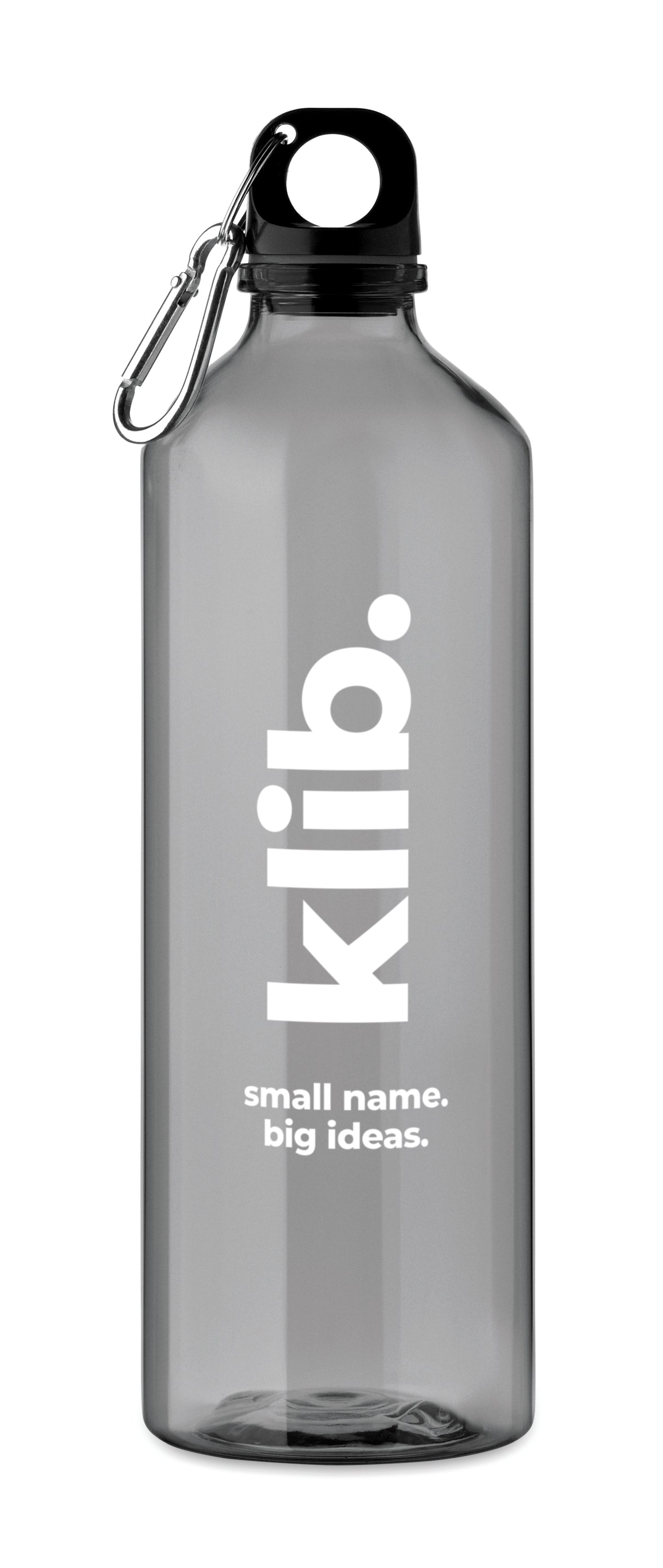 Trinkflasche aus RPET mit Karabiner. Füllmenge: 750 ml. Der Karabiner ist NICHT