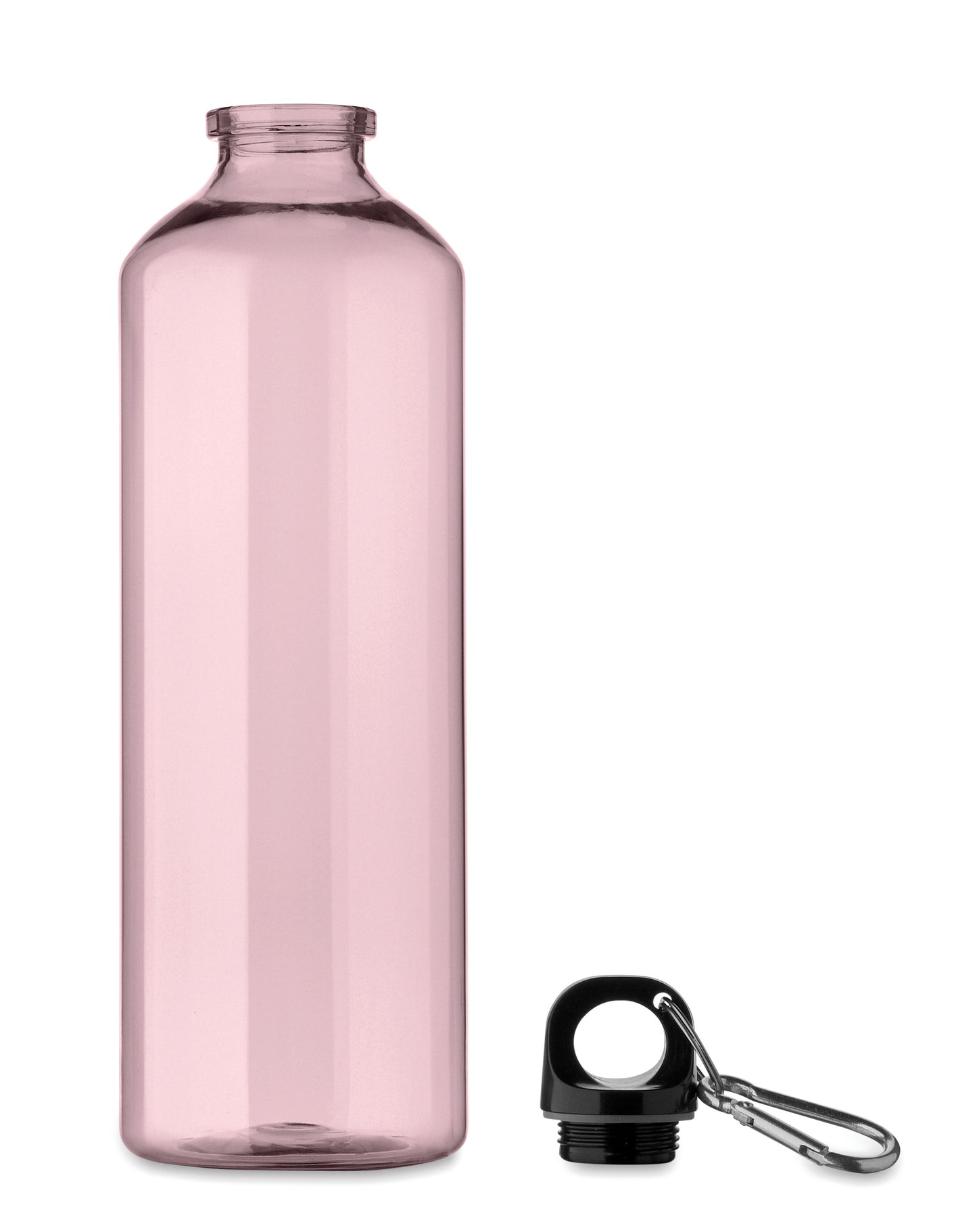 Trinkflasche aus RPET mit Karabiner. Füllmenge: 750 ml. Der Karabiner ist NICHT