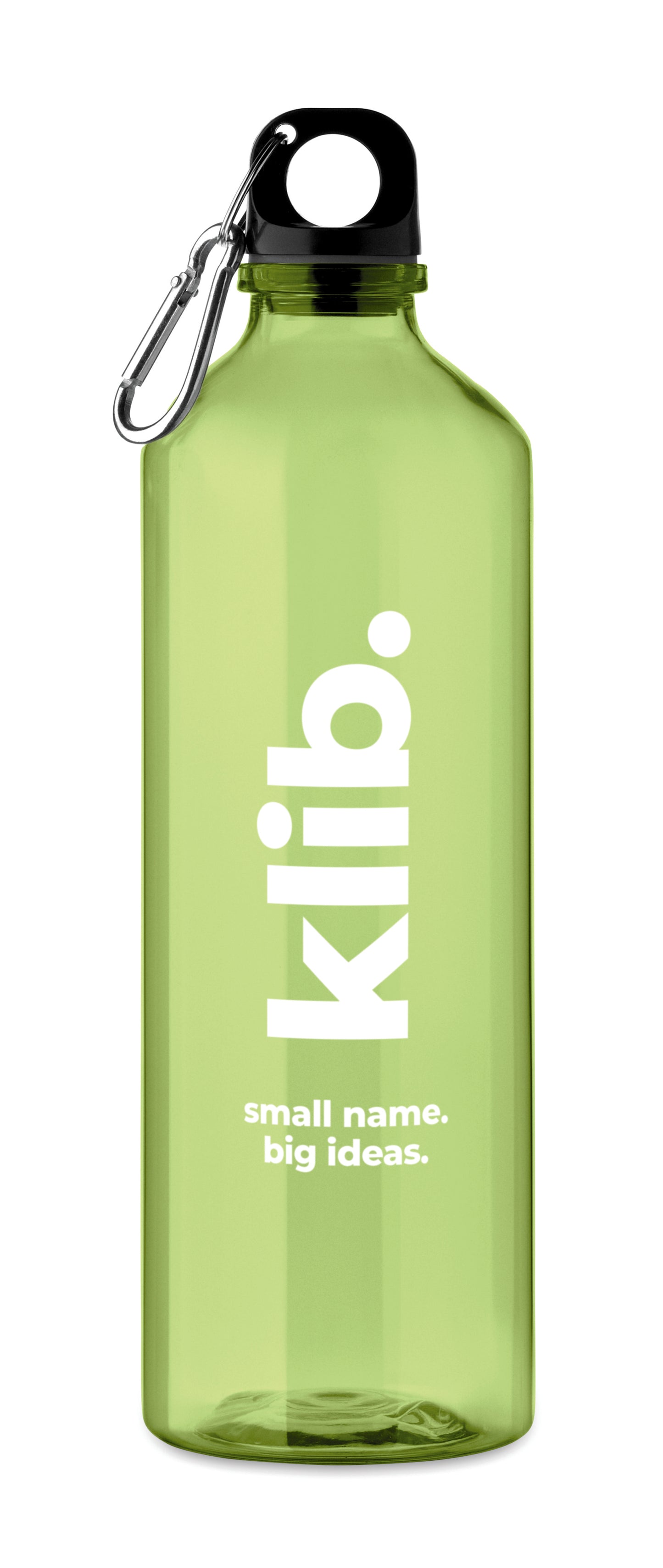 Trinkflasche aus RPET mit Karabiner. Füllmenge: 750 ml. Der Karabiner ist NICHT
