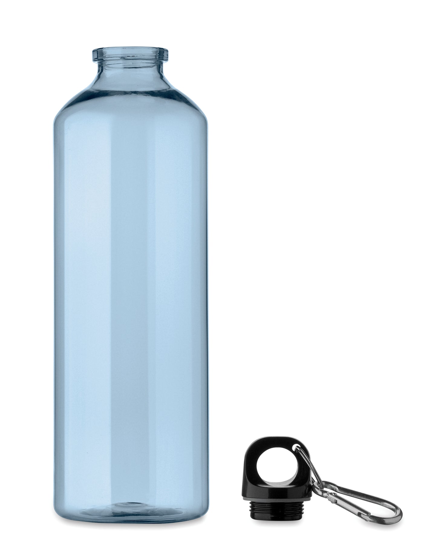 Trinkflasche aus RPET mit Karabiner. Füllmenge: 750 ml. Der Karabiner ist NICHT