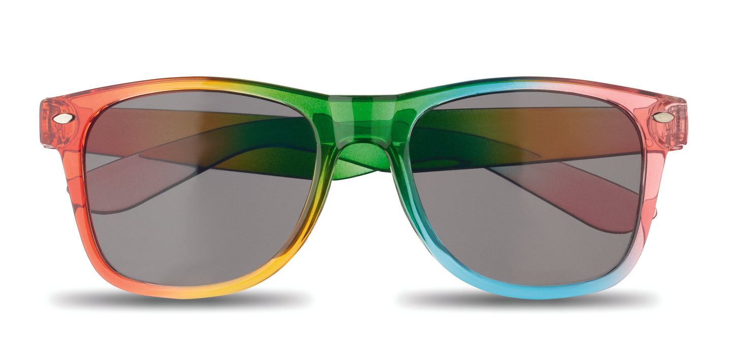 Regenbogenfarbige Sonnenbrille mit Rahmen aus PC. UV400-Schutz.