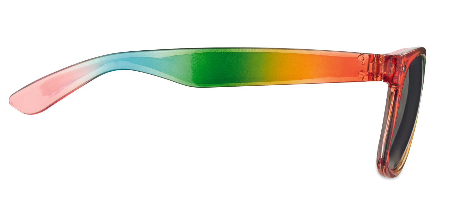 Regenbogenfarbige Sonnenbrille mit Rahmen aus PC. UV400-Schutz.