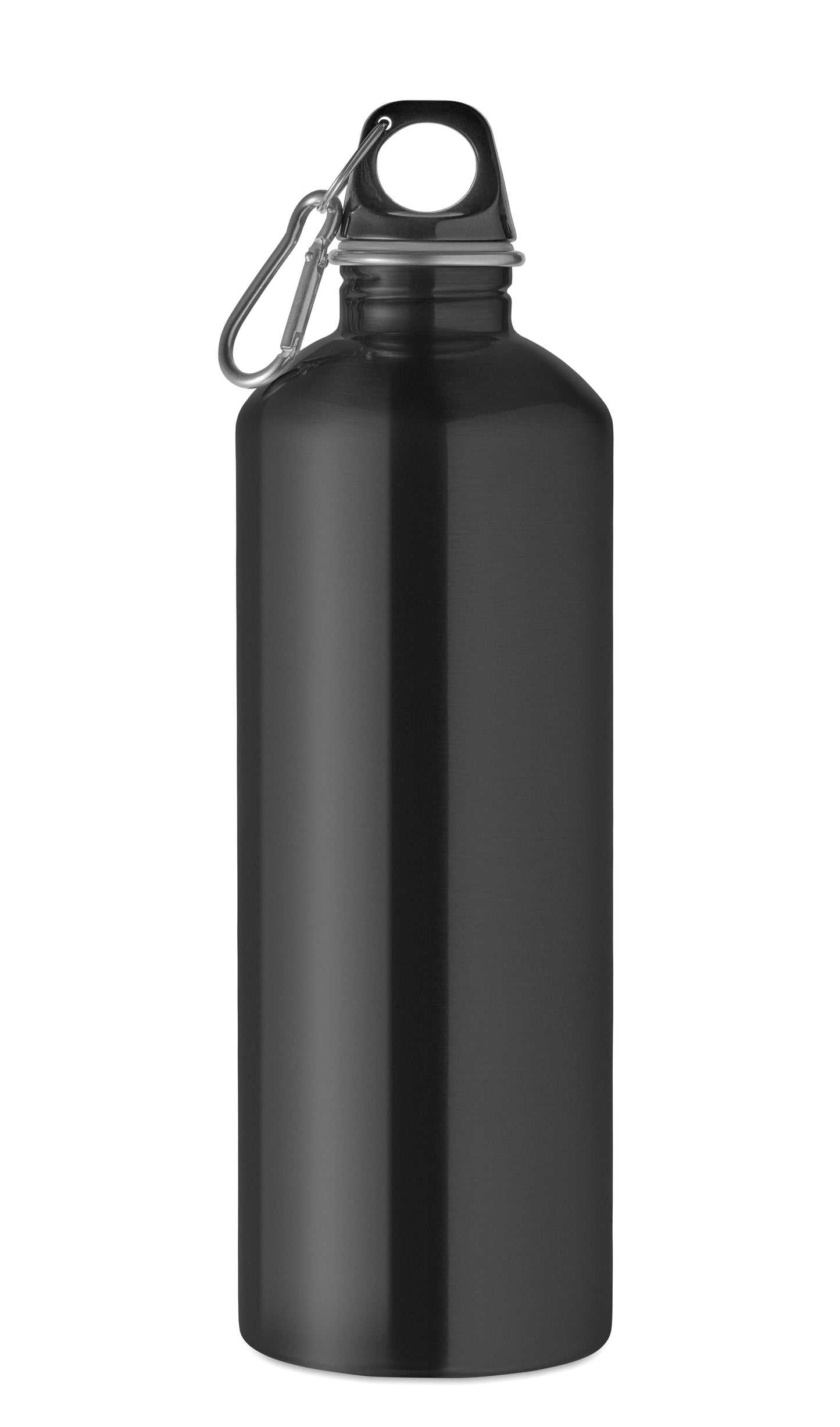 Einwandige Flasche (90% recycelter Edelstahl und 10% Edelstahl) mit PP-Deckel und Karabiner.