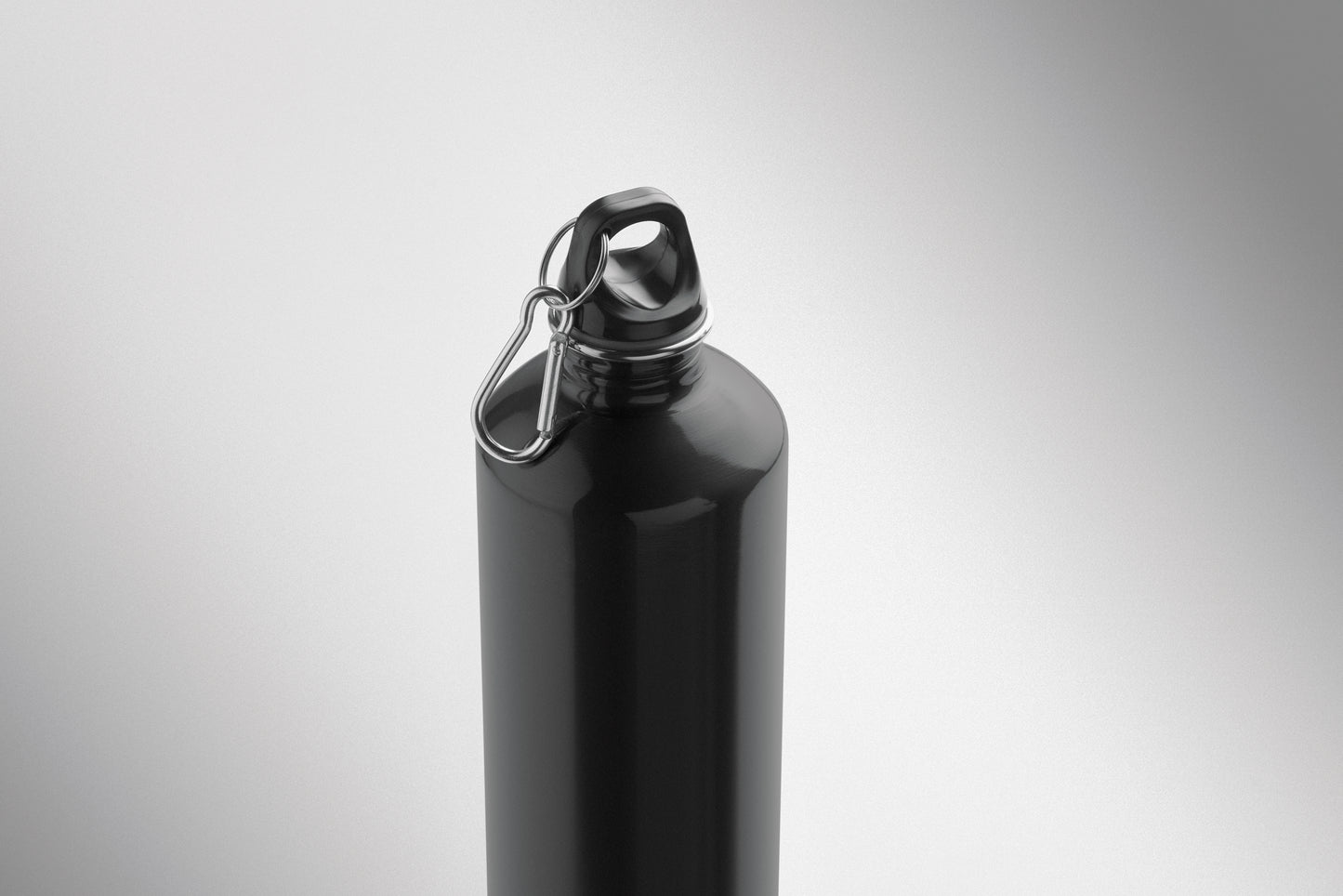 Einwandige Flasche (90% recycelter Edelstahl und 10% Edelstahl) mit PP-Deckel und Karabiner.