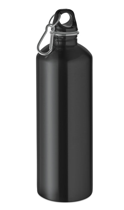 Einwandige Flasche (90% recycelter Edelstahl und 10% Edelstahl) mit PP-Deckel und Karabiner.