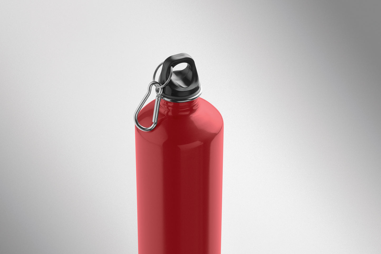 Einwandige Flasche (90% recycelter Edelstahl und 10% Edelstahl) mit PP-Deckel und Karabiner.